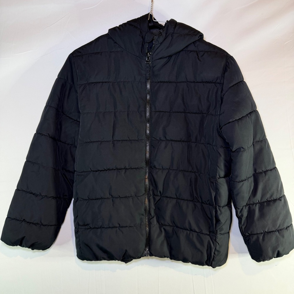 The Childrens Place Kids Black‎ Hooded Puffer Jacket Size L 10/12 Quilted Coat